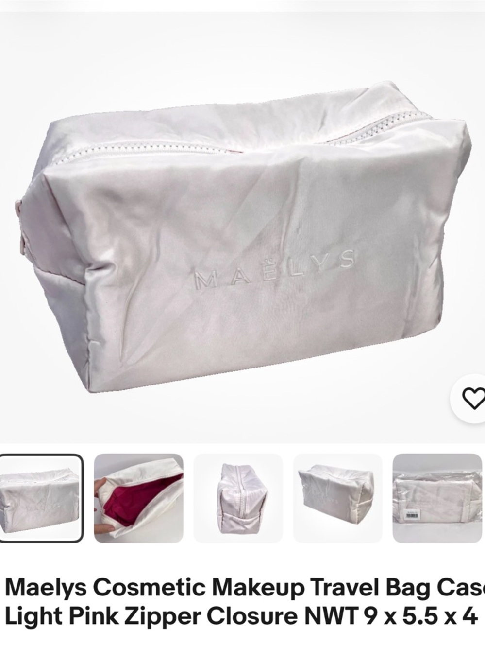 Maelys Light Pink Cosmetic Travel Pouch with Zipper